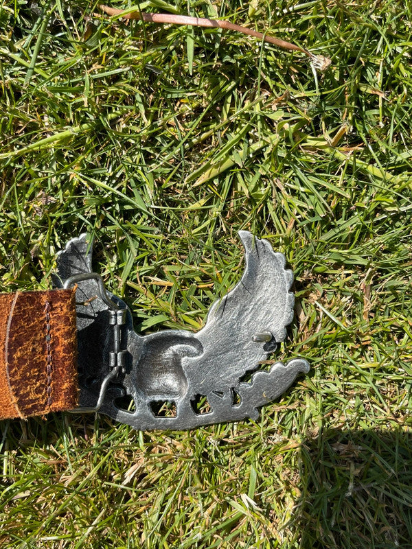 Leather eagle belt