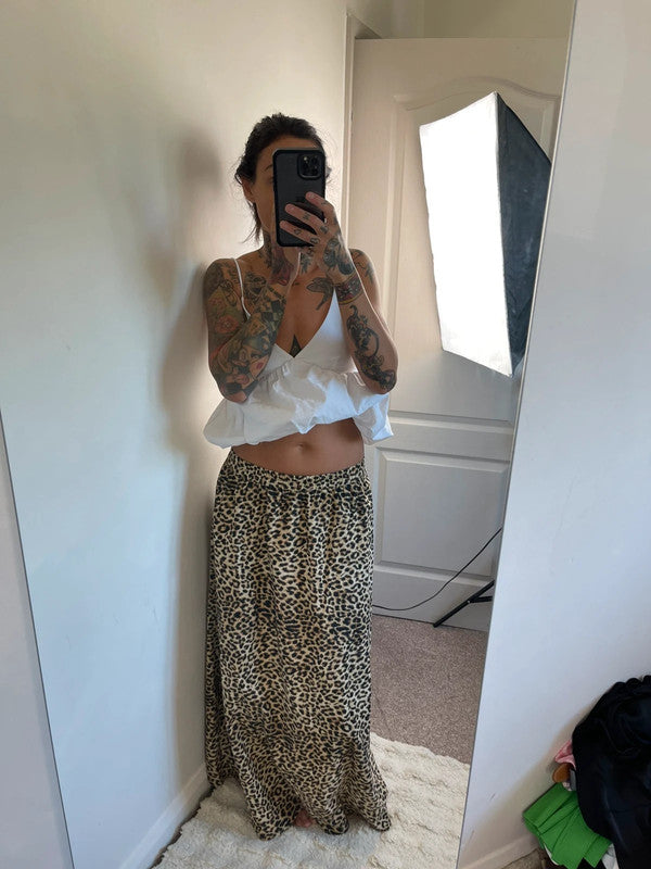 Leopard print maxi skirt