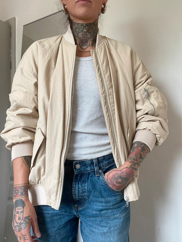 Cream bomber jacket