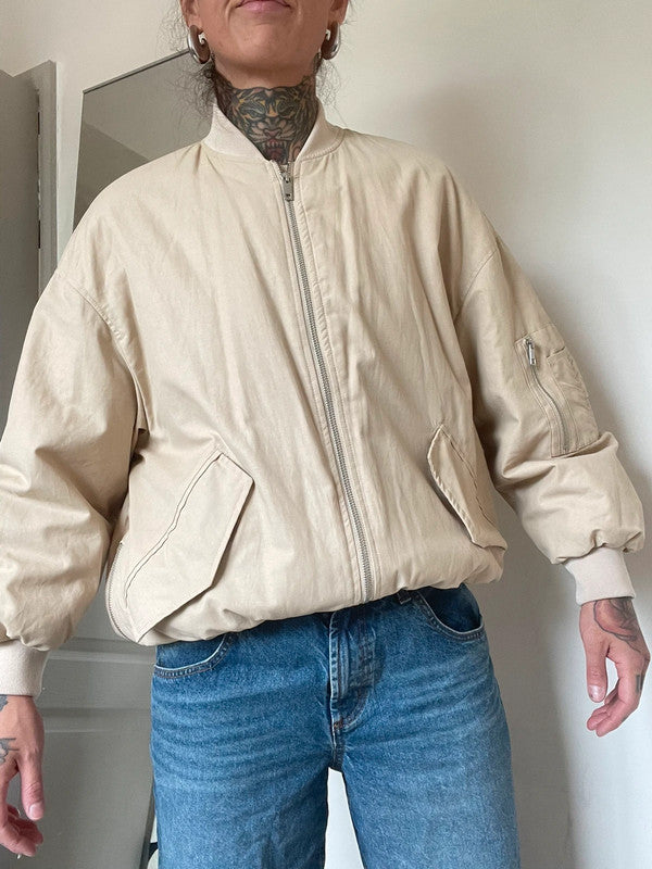 Cream bomber jacket