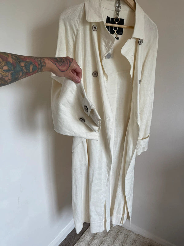 Mango linen trench coat