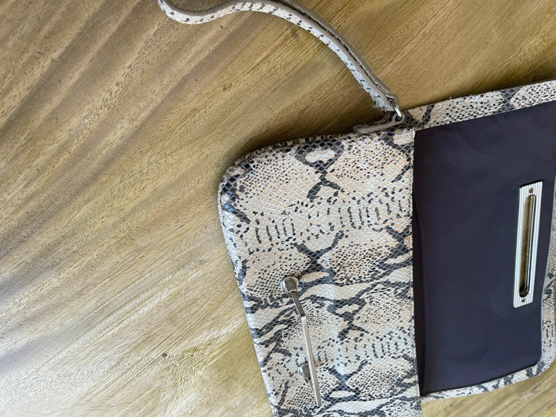 Leather Snake print leather clutch