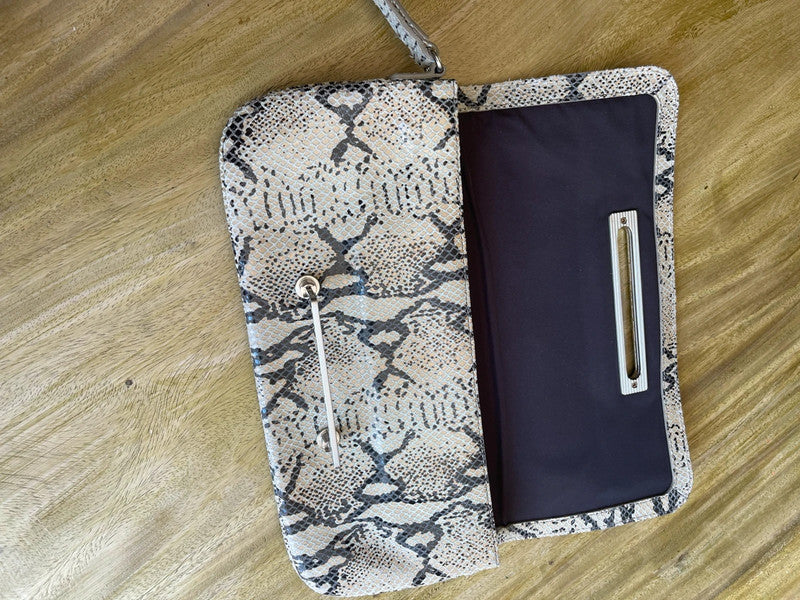 Leather Snake print leather clutch