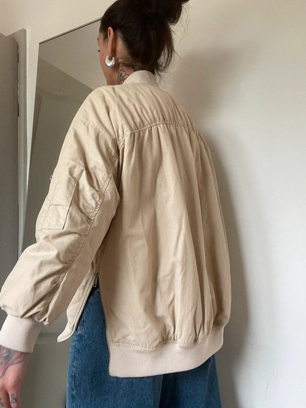 Cream bomber jacket