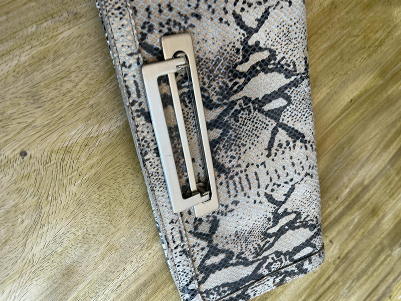 Leather Snake print leather clutch