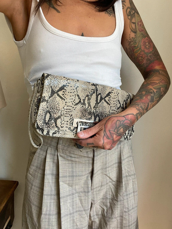 Leather Snake print leather clutch