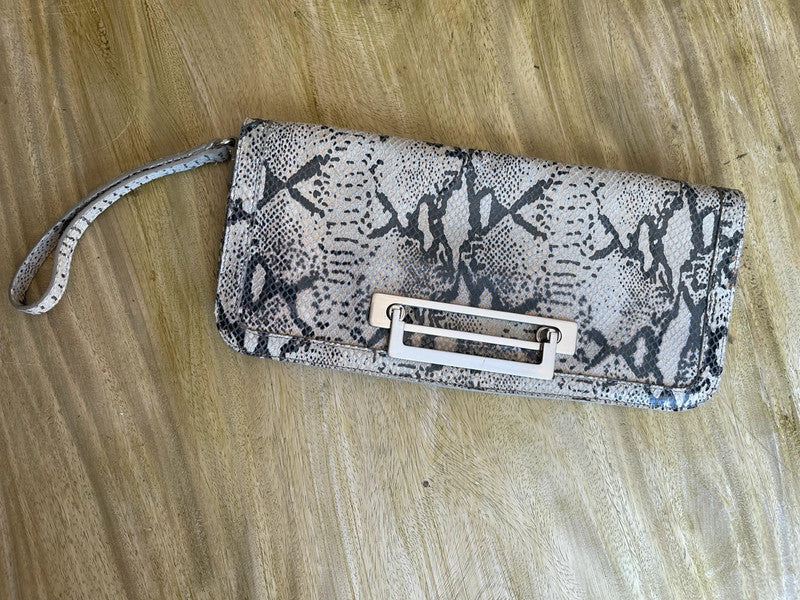 Leather Snake print leather clutch