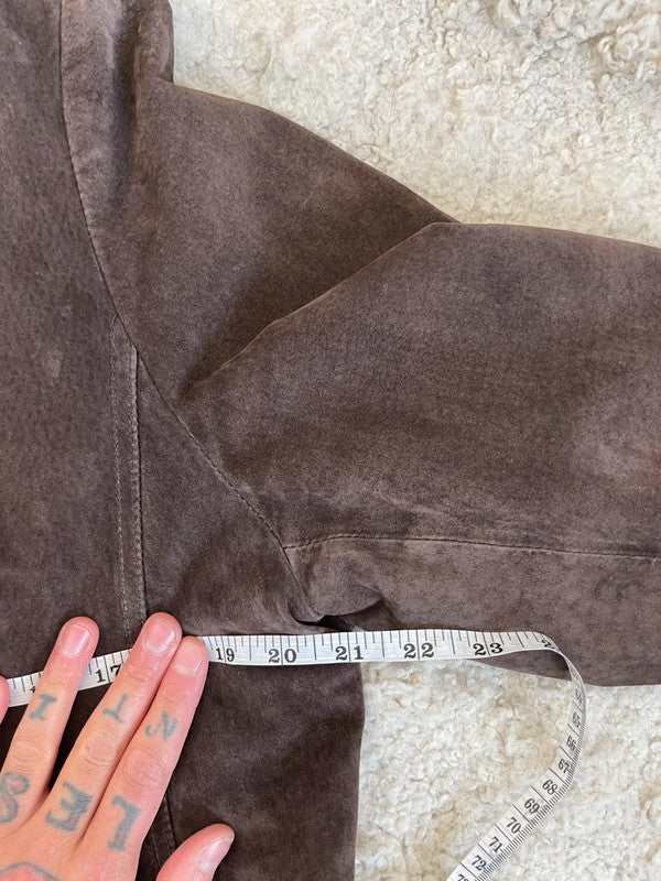 Chocolate brown real leather suede blazer